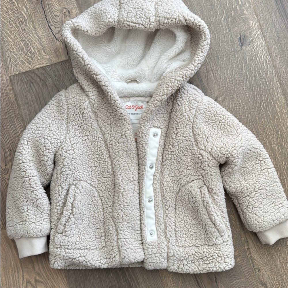 Cat & Jack Cream Sherpa Hooded Jacket